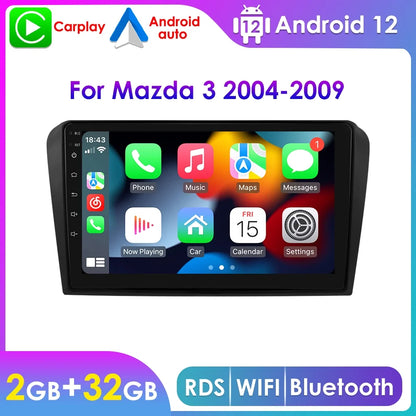 For Mazda 3 2004-2009 9" Android 12 Wifi 2+32GB RDS Car Radio Stereo Head Unit Carplay GPS Navigation