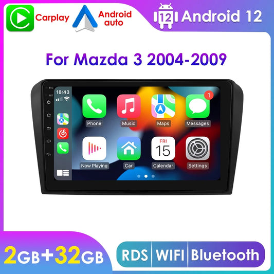 For Mazda 3 2004-2009 9" Android 12 Wifi 2+32GB RDS Car Radio Stereo Head Unit Carplay GPS Navigation