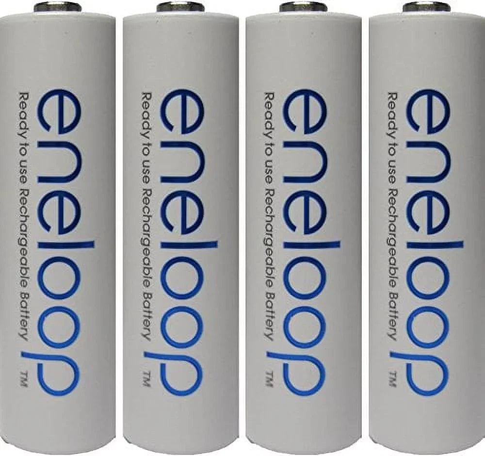 4 Pack Newest Version  Eneloop 4th Generation AA NiMH Pre-charged 2100 Times Rechargeable Batteries + Free Battery Holder