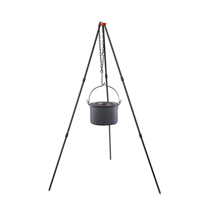 Camping Tripod, Portable Outdoor Cooking Tripod with Adjustable Campfire Picnic ing Pot Grill Stand Aluminum Cookware Accessory , Black