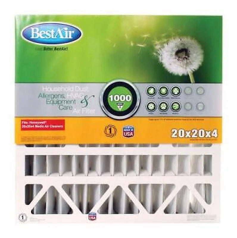 D 8 MERV Pleated Air Filter (Pack of 3). H x 4 in. W x 20 in. BestAir 20 in