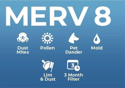 Actual Size: 15-1/2 x 24-1/2 x 1-3/4. Case of 12. Pamlico Air 16x25x2 MERV 8 Pleated AC Furnace Air Filters