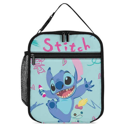 Happy Lilo Stitch Portable Lunch Bag Tote Bento Bag School Office Insulated Cooler Thermal Handbag For Adult Boys Girls Kids