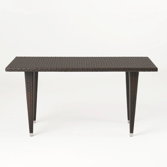 Emil Outdoor Multi-brown Wicker Rectangle Table