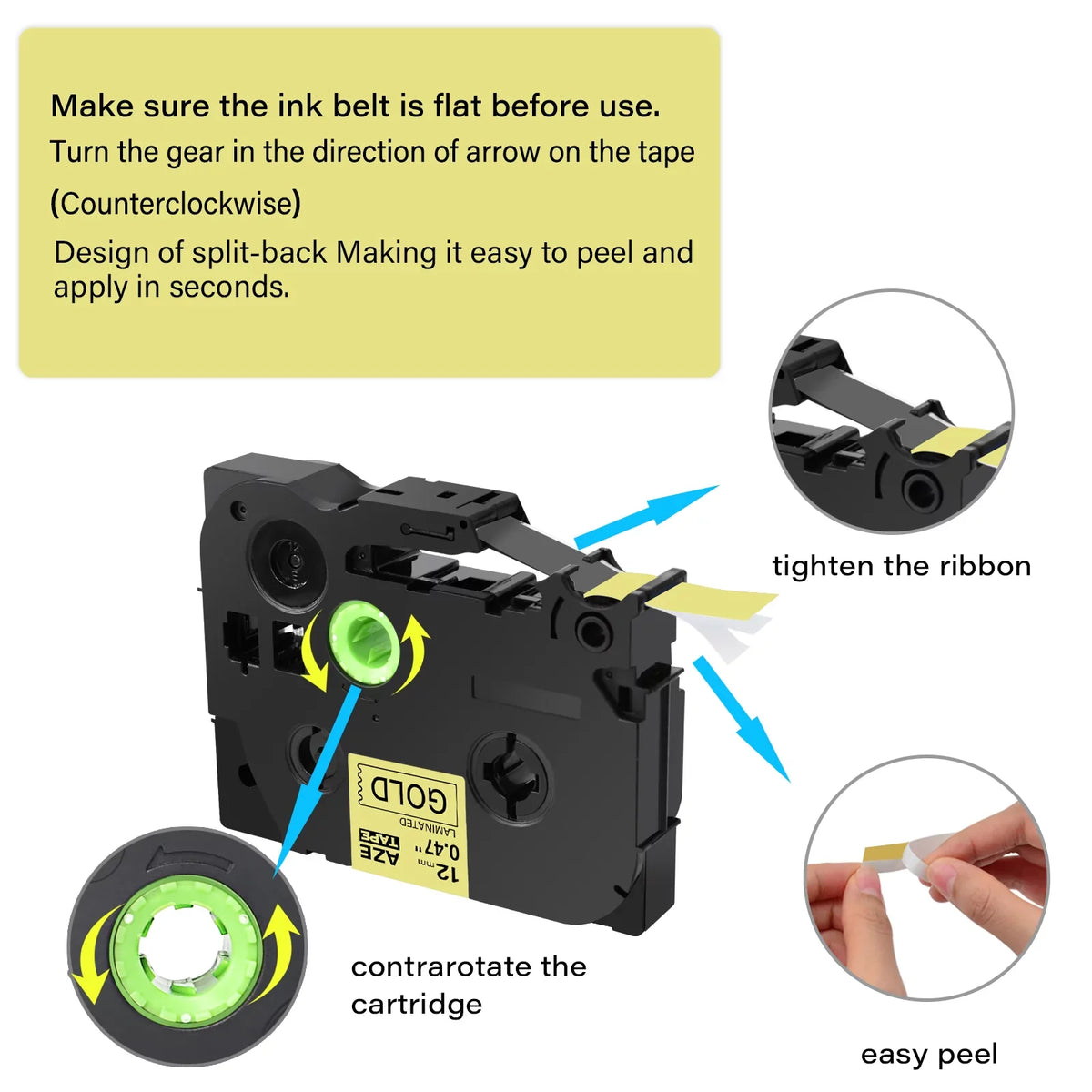GREENCYCLE 40PK appropriate for Brother P-touch Black on Gold 12mm TZ TZe TZe-831 TZ-831 TZ831 TZe831 Laminated Label Tape