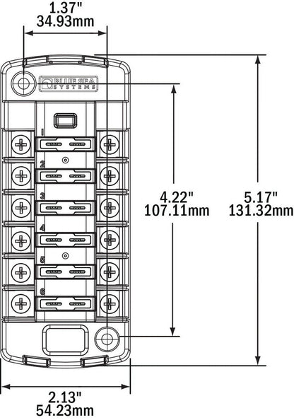 Blue Sea 5037 ST Blade Fuse Block Witho shield - 6 Circuit Independent Witho Negative Bus