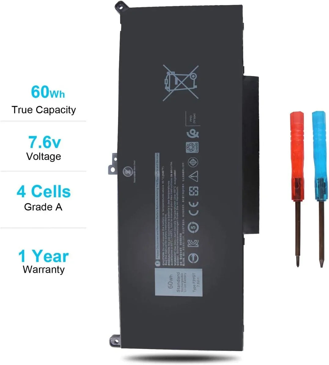 60Wh F3YGT 7480 7490 7380 7390 7280 7290 Laptop y for  Latitude 12 13 14 7000 Series DM3WC 2X39G DM6WC