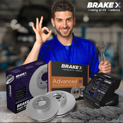 [Front] Brake X GEOMET Coated Replacement Disc Rotors and Premium Ceramic Brake Pads Kit | 6 Piece Set | For 1992-1994  Camry 2.2