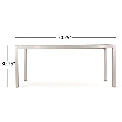 Coral Bay Outdoor Aluminum Dining Table with Wicker Top, Grey