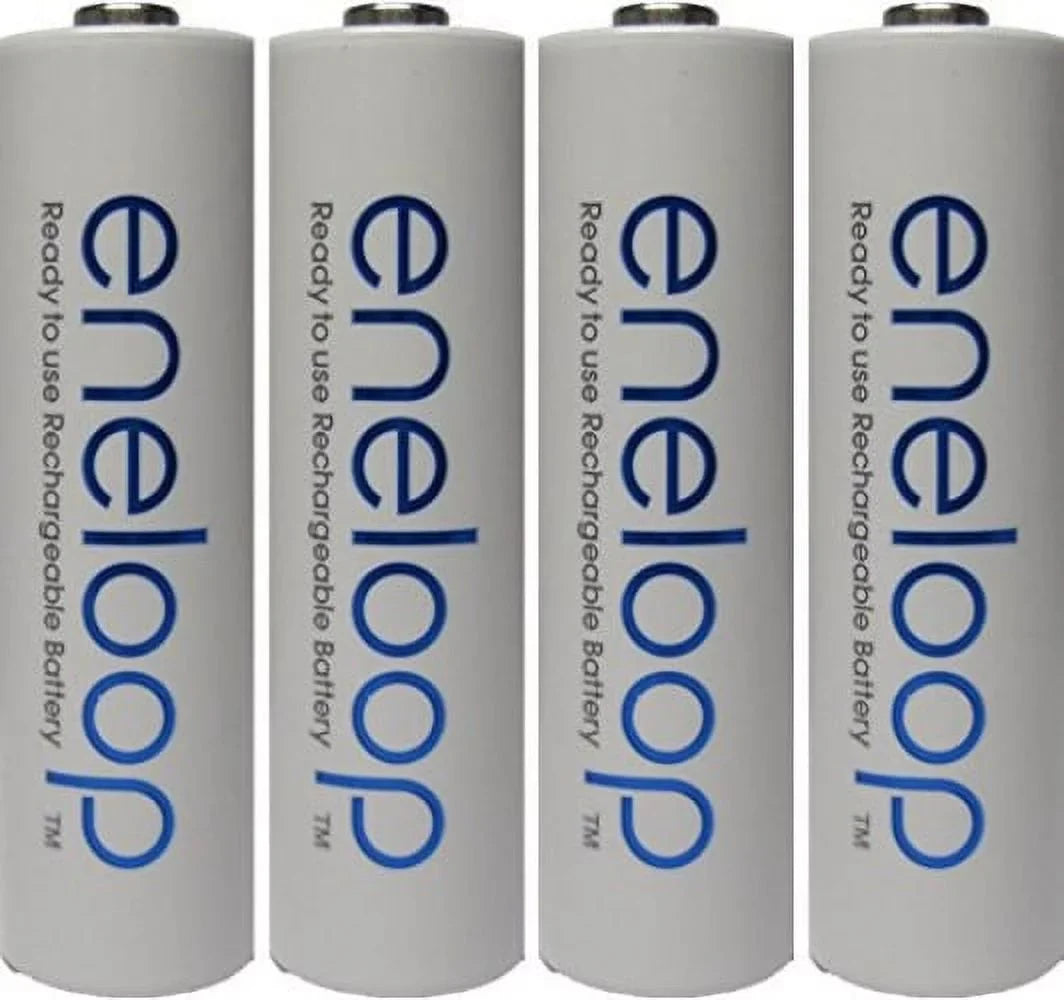 4 Pack Newest Version  Eneloop 4th Generation AA NiMH Pre-charged 2100 Times Rechargeable Batteries + Free Battery Holder