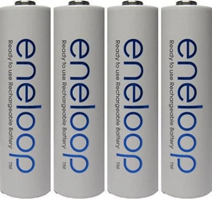 4 Pack Newest Version  Eneloop 4th Generation AA NiMH Pre-charged 2100 Times Rechargeable Batteries + Free Battery Holder
