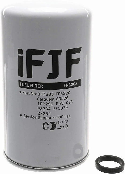 iFJF BF7633 Spin-on Fuel Filter Replacement for Duramax 6.6L 2001-2016 Chevy Silverado/GMC Sierra 2500HD 3500HD Replaces FF3003 1R-0750 FF5320 P551313 33528