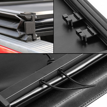 For 2009 to 2022 Dodge Ram 1500 2500 3500 6.5Ft Fleetside Bed Matte Black Soft Top Tri-Fold Adjustable Tonneau wrap Kit