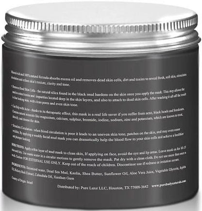Dead Sea Mud Mask by Pure Body Naturals, 8.8oz Skin Cleanser for Unisex