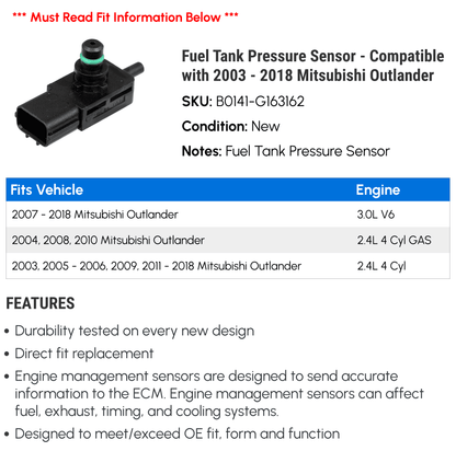 Fuel Tank Pressure Sensor - appropriate with 2003 - 2018 Mitsubishi Outlander 2004 2005 2006 2007 2008 2009 2010 2011 2012 2013 2014 2015 2016 2017
