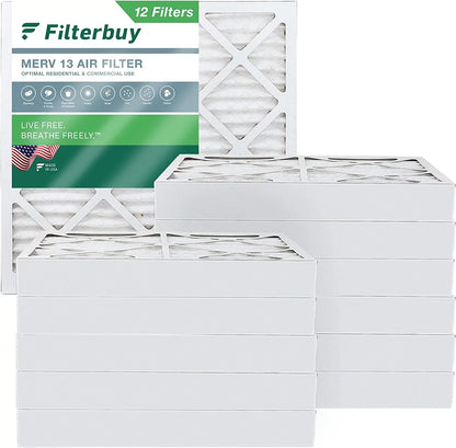 Filterbuy 12x12x4 MERV 13 Pleated HVAC AC Furnace Air Filters (12-Pack)