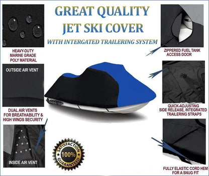 BLACK / BLUE HEAVY-DUTY, PWC 600D JET SKI shield appropriate for Yamaha VXS 2011 2012 2013 2014