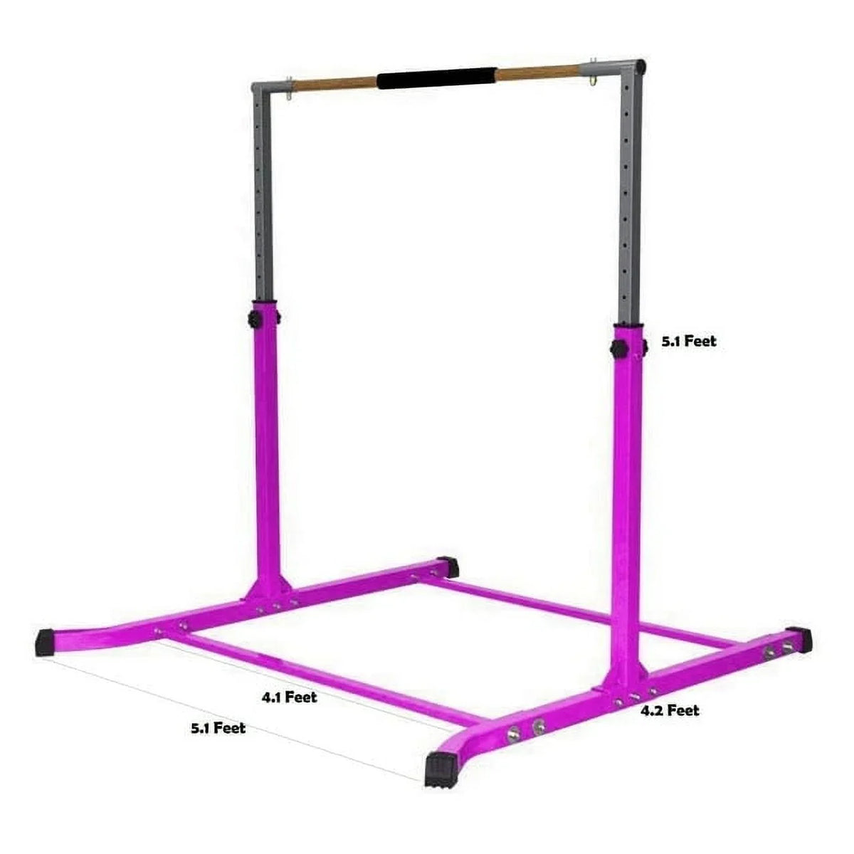 Gymnastics Kip Bar for Junior Training | Adjustable Height 3-5 FT | Cushioned Bar & Curved Legs | Pro-Gymnastics Horizontal Bar - Purple