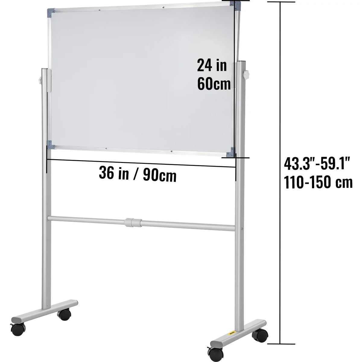 BENTISM Mobile Magnetic Whiteboard Dry Erase Board  w/ Stand 36" x 24" Double Sided with Height Adjustable Aluminum Frame and 360 Reversible Rolling Lockable Swivel Wheels for Office School Home