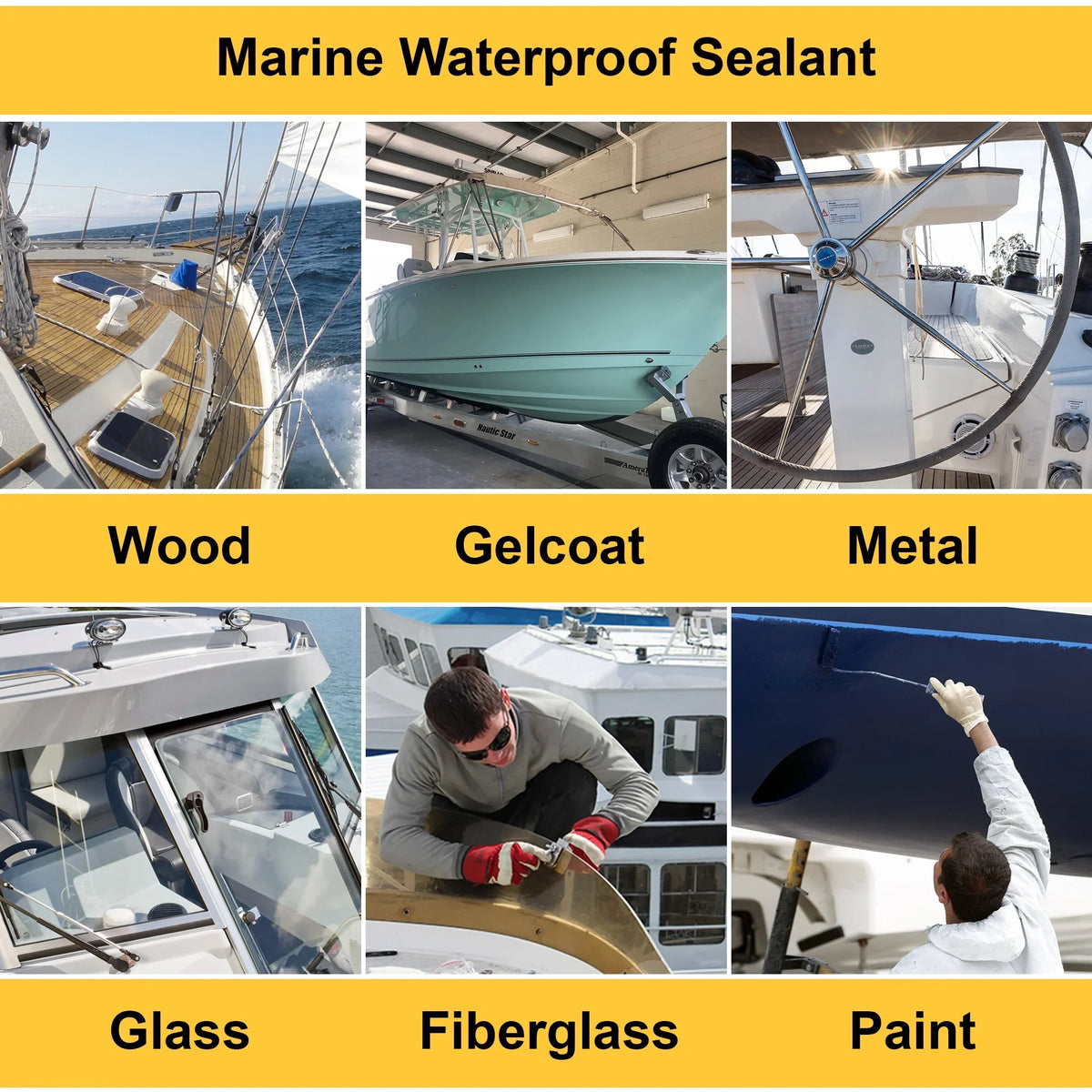 Bottle Marine Glue For Boats and RVs Natural PU Adhesive for Above and Below the Waterline (1 Pack). Waterproof Polyurethane Glue 16 oz