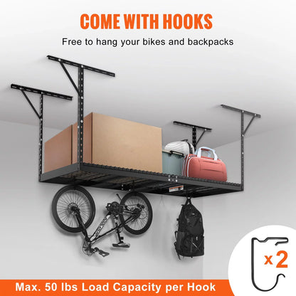 BENTISM Overhead Adjustable Garage Storage Rack 36x96in Ceiling Rack 600lbs Black