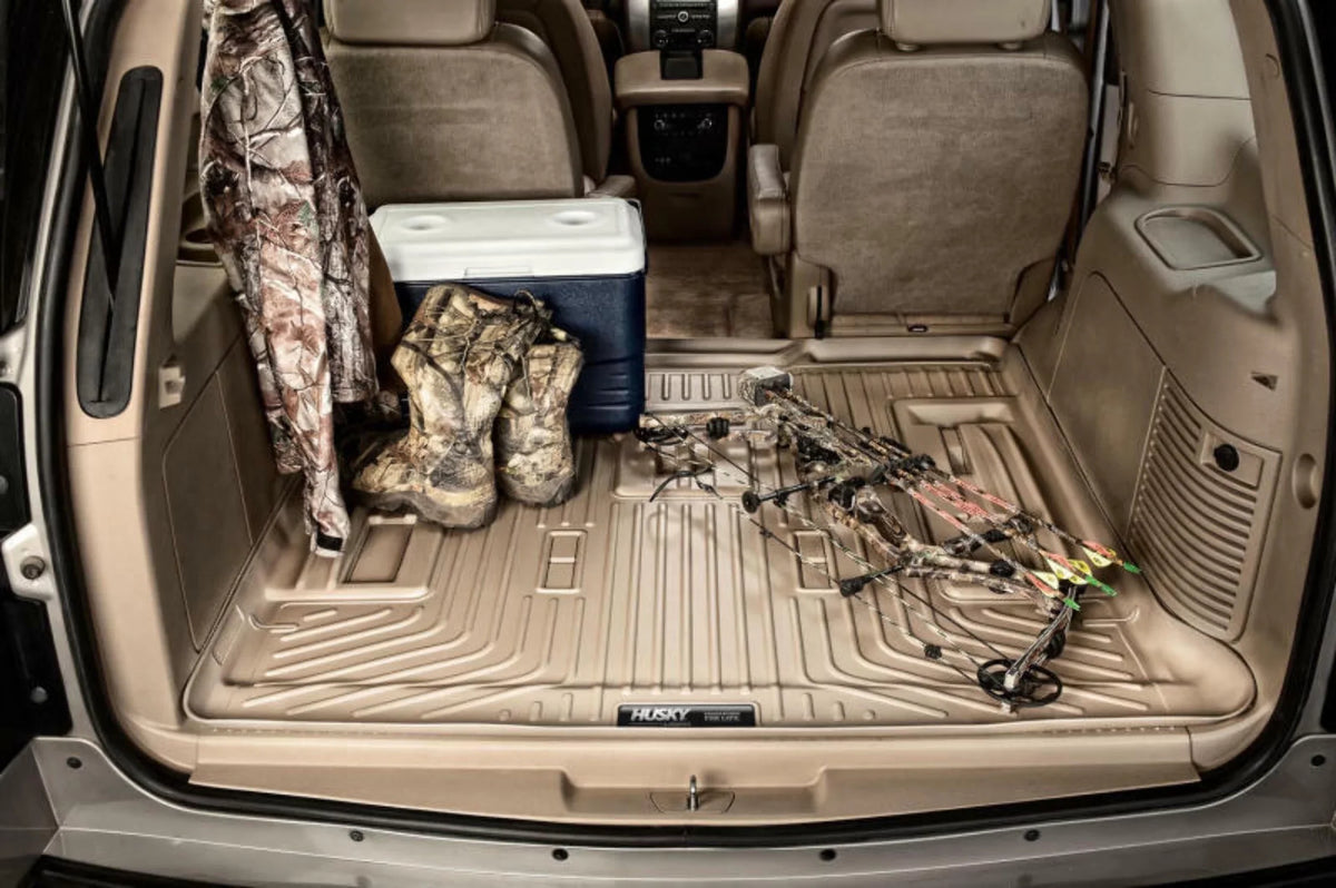 Husky by RealTruck Weatherbeater Series Cargo Liner behind 3rd Row Black matching with 21 Chevrolet Suburban/GMC Yukon XL appropriate with select: 2021-2023 Cadillac Escalade