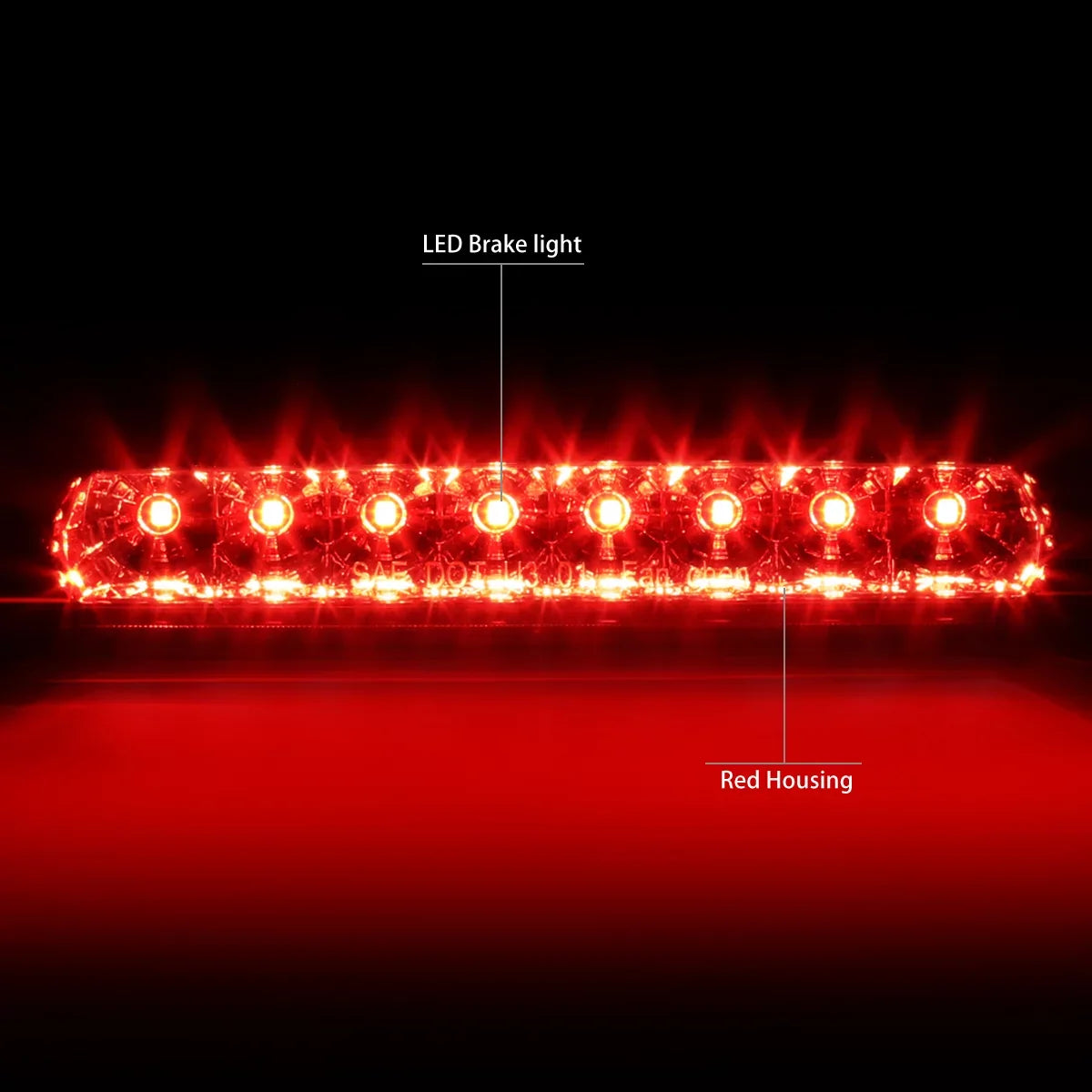 DNA Motoring 3BL-4RUNNER03-LED-RD For 2003 to 2009  4Runner N210 Rear LED 3rd Third Tail Brake Light Stop Lamp Red Housing 04 05 06 07 08