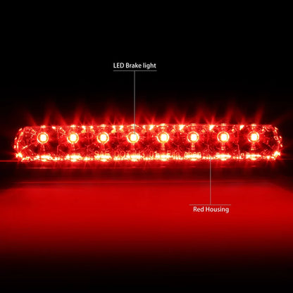 DNA Motoring 3BL-4RUNNER03-LED-RD For 2003 to 2009  4Runner N210 Rear LED 3rd Third Tail Brake Light Stop Lamp Red Housing 04 05 06 07 08