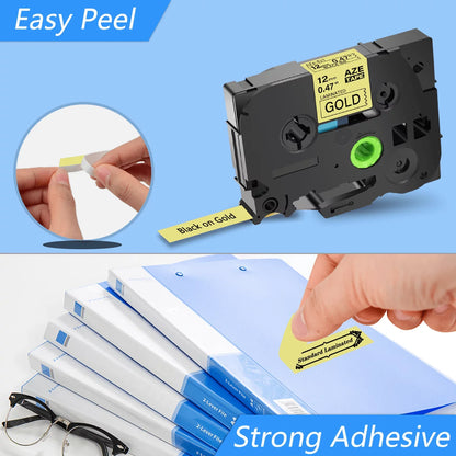 GREENCYCLE 40PK appropriate for Brother P-touch Black on Gold 12mm TZ TZe TZe-831 TZ-831 TZ831 TZe831 Laminated Label Tape
