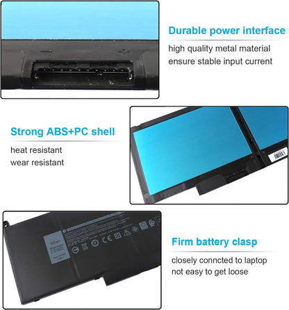 60Wh F3YGT 7480 7490 7380 7390 7280 7290 Laptop y for  Latitude 12 13 14 7000 Series DM3WC 2X39G DM6WC