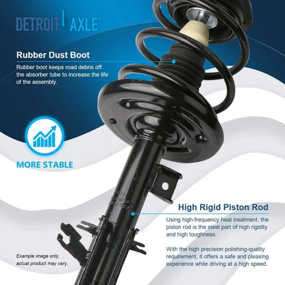 Detroit Axle - Struts Shock Absorbers for 2007-2013 Nissan Altima Complete 2 Front Struts w/Coil Spring 2 Rear Shock Absorbers 2008 2009 2010 2011 Replacement Quick Install Ready Struts Assembly
