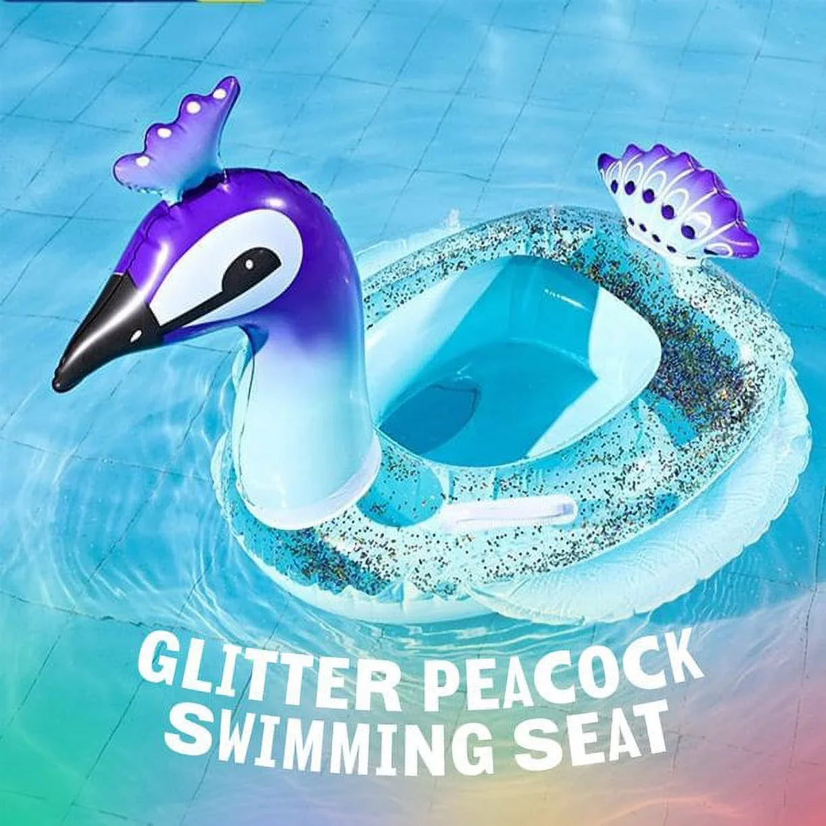 Cherry Inflatable Swimming Pool Glitter Float Toys Peacock Designed with Fast Valves Summer Fun Beach Party Lounge Raft Decorative liquid Game for Kids | 48 Inch