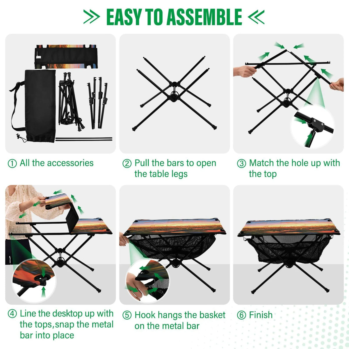 Autumn Leaves in Sunset Camping Folding Table Portable Beach Table with Storage Bag Compact Picnic Table for Outdoor Travel Fishing BBQ