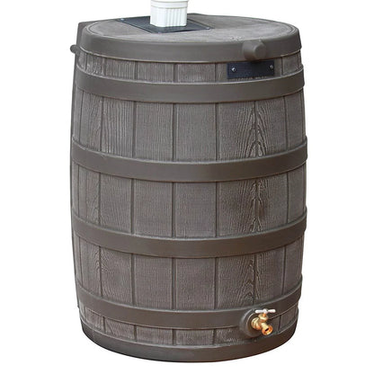 Good Ideas Rain Wizard 50 Gallon Rain Barrel aqua Collector, Oak (2 Pack)