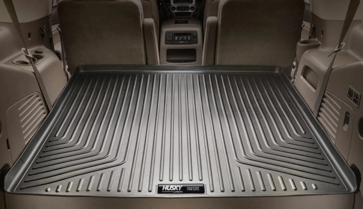 Husky by RealTruck Weatherbeater Series Cargo Liner behind 3rd Row Black matching with 21 Chevrolet Suburban/GMC Yukon XL appropriate with select: 2021-2023 Cadillac Escalade
