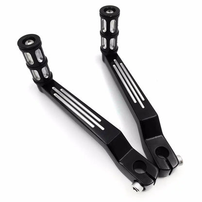 HTT- Style 009C- Motorcycle Black Aluminum Heel Toe Shift Levers/Gear Shift Pedal Levers w/ Shifter Pegs For Harley Davidson Fat Boy FLSTF 1980 and later