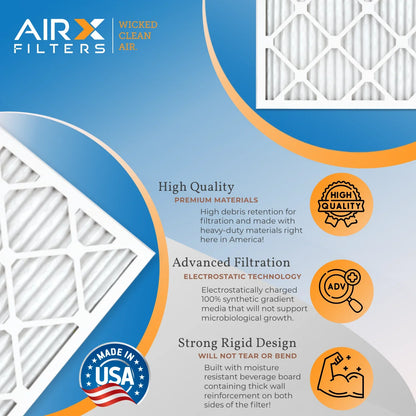 14x24x1 Air Filter MERV 8 Comparable to MPR 700 & FPR 5 Electrostatic Pleated Air Conditioner Filter 6 Pack HVAC AC Premium USA Made 14x24x1 Furnace Filters by AIRX FILTERS WICKED CLEAN AIR.