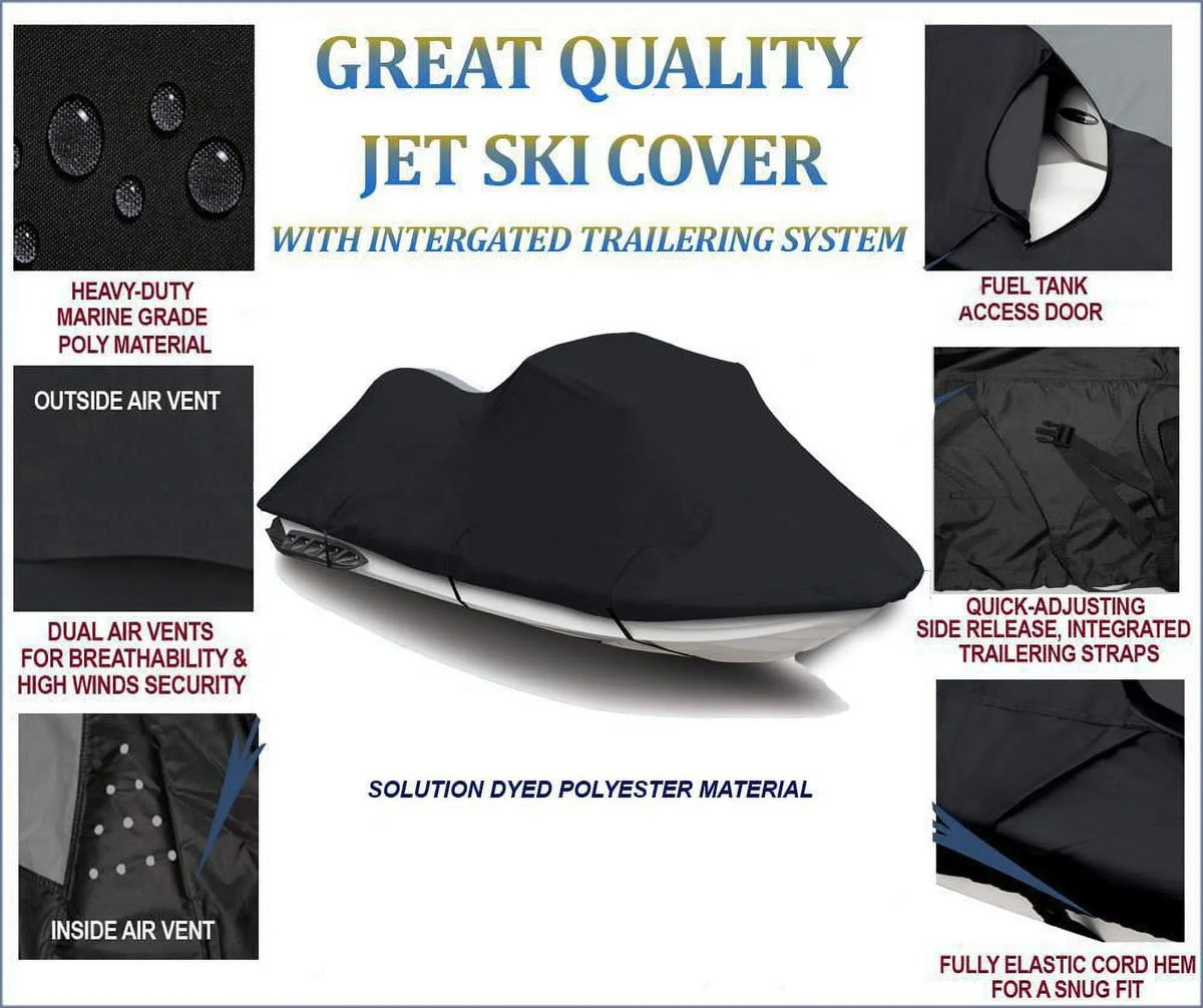 BLACK TOP OF THE LINE JET SKI wrap appropriate for Kawasaki 130Di 1999 2000 2001 2002 2003 2004 Jet Ski Watercraft shield 2 Seater