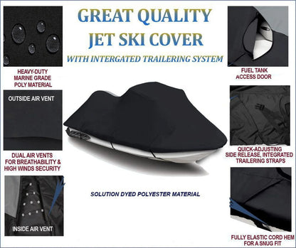 BLACK TOP OF THE LINE JET SKI wrap appropriate for Kawasaki 130Di 1999 2000 2001 2002 2003 2004 Jet Ski Watercraft shield 2 Seater