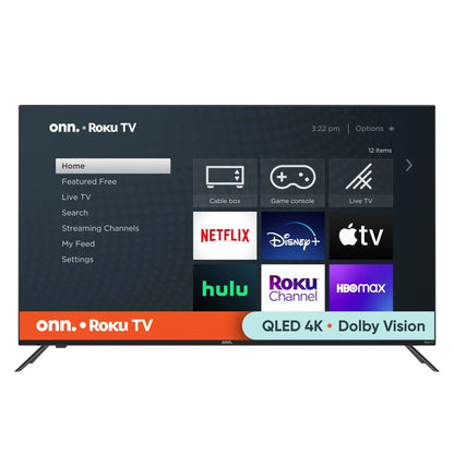 50” QLED 4K UHD (2160p) Roku Smart TV with Dolby Atmos, Dolby Vision, Local Dimming, 120hz Effective Refresh Rate, and HDR (100071700). onn