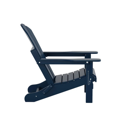 EXTRA PLATINUM Classic Outdoor Patio Folding Poly Adirondack Chairs (Set of 4), Navy Blue