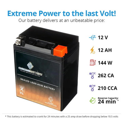 Chrome Battery Ytx14Ahl-Bs Atv Battery For Arctic Cat All Models 300Cc All Years