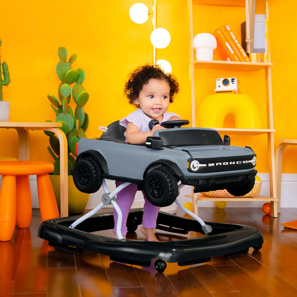Bronco 4-in-1 Blue Grey Baby Activity Walker with 4 Ways to Play by Bright Starts, Unisex, Newborn +