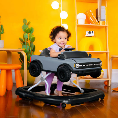 Bronco 4-in-1 Blue Grey Baby Activity Walker with 4 Ways to Play by Bright Starts, Unisex, Newborn +