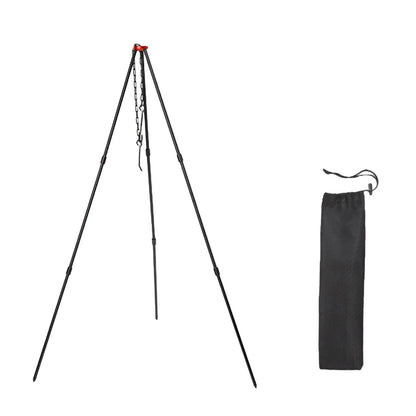 Camping Tripod, Portable Outdoor Cooking Tripod with Adjustable Campfire Picnic ing Pot Grill Stand Aluminum Cookware Accessory , Black