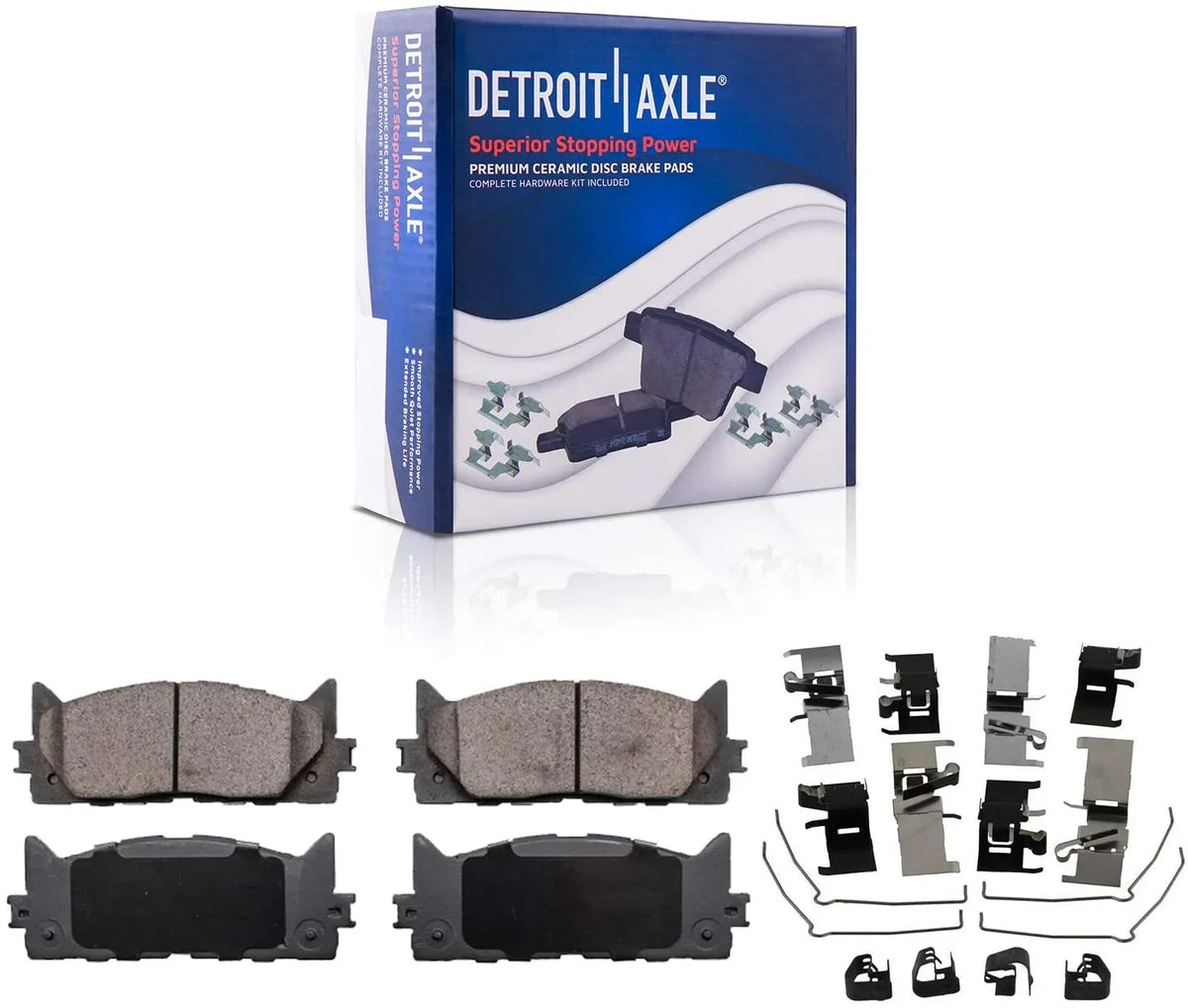 Detroit Axle - Brake Pads for 07-17  Camry 08-18 Avalon Lexus ES300h, 07-18 ES350, 4 Ceramic Brake Pads Front & Rear 2008 2009 2010 2011 2012 2013 2014 2015 2016 2017 Replacement